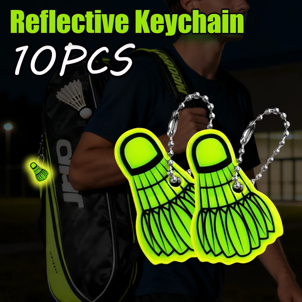 Badminton Anime - 10PCS sportstijl badminton reflecterende sleutelhanger, creatieve
